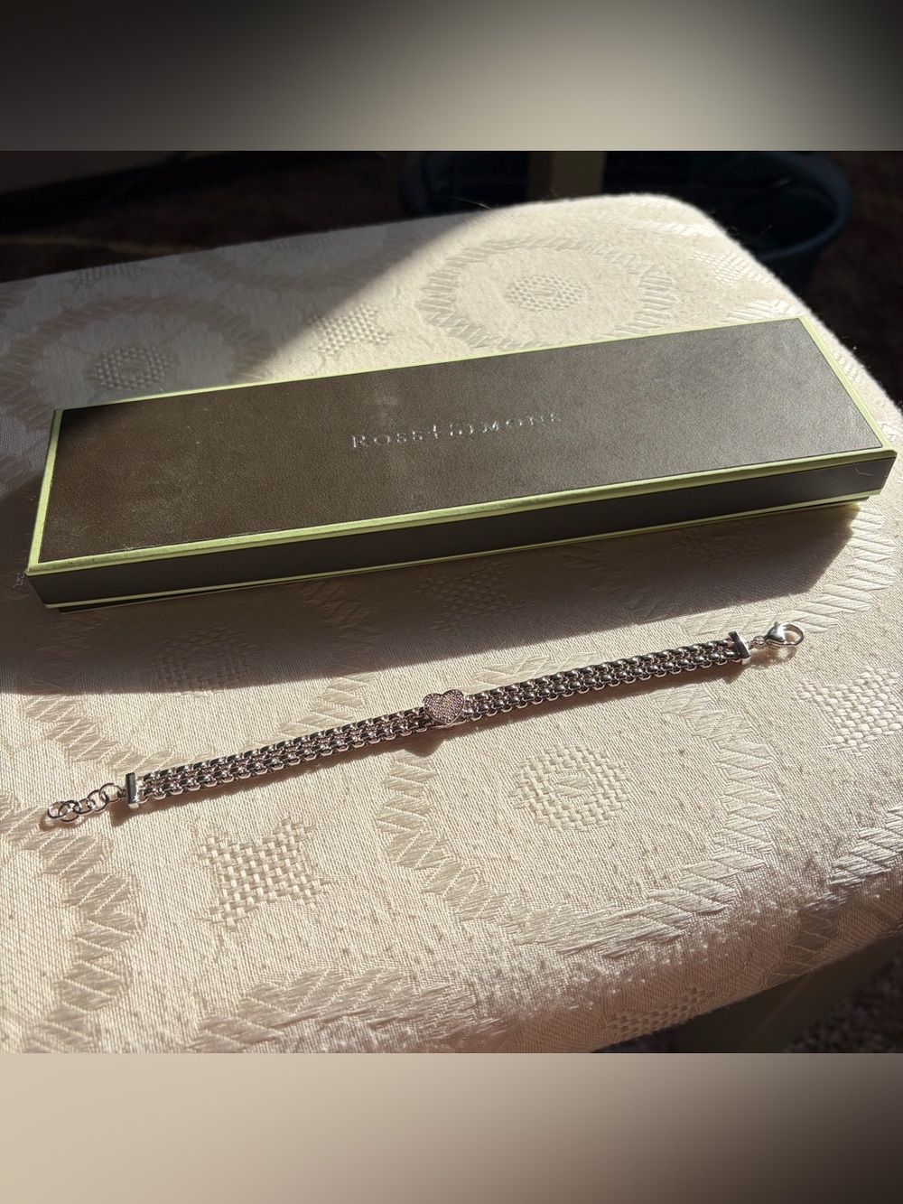 Ross Simons Sterling Silver Rhodium Heart Bracelet